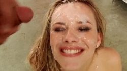 Bukkake Porn with a blonde slut full of sperm